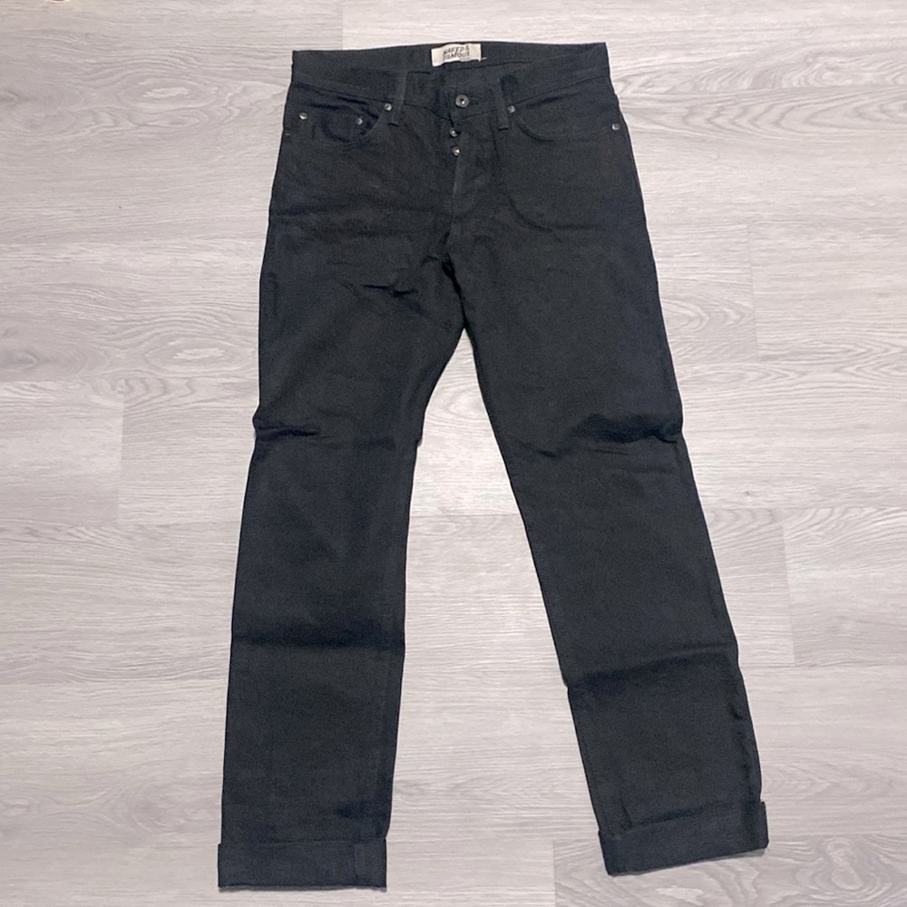 NAKED & FAMOUS DENIM Weird Guy - Solid Black Selvedge Size 31